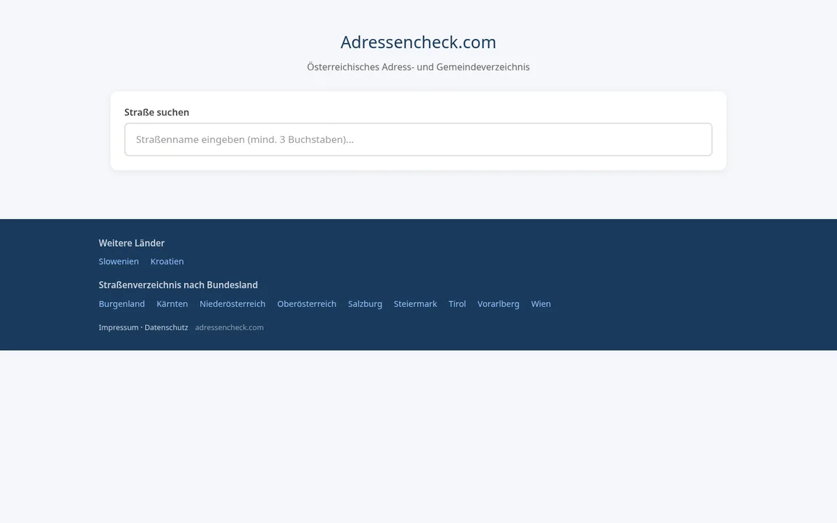 Startseite von Adressencheck